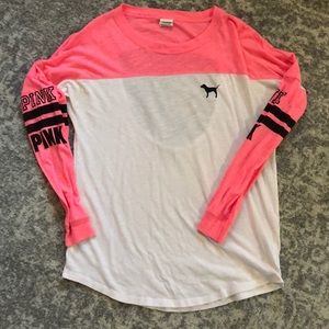 VS Pink Long Sleeve Open Back Top